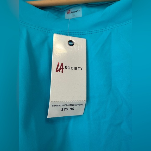 L.A. SOCIETY Turquoise Blue Crop Workout Top NWT - Picture 4 of 6